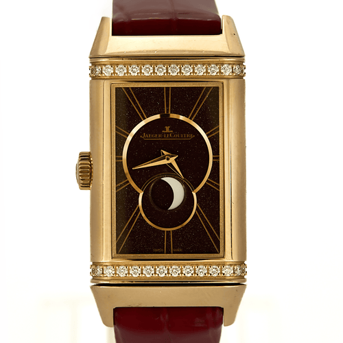 Montre Jaeger Lecoultre - Reverso Duetto Moon - Montre de dame en or rose et diamants 58 Facettes DV25096-1