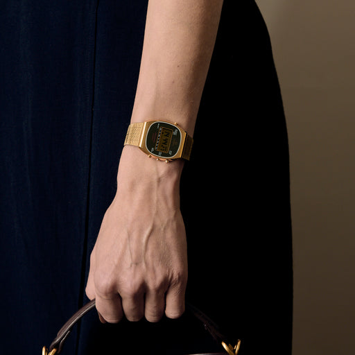 OMEGA - Speedmaster - Montre en acier et plaqué or à boitier tonneau et mouvement quartz