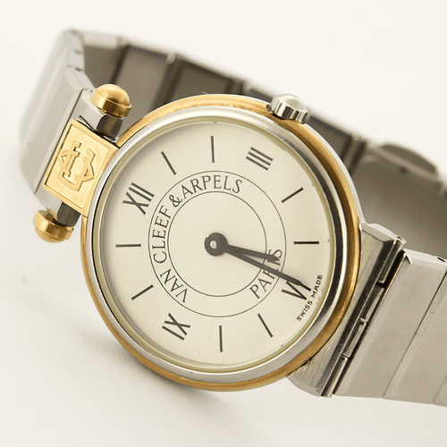 Montre VAN CLEEF & ARPELS - Montre en acier et acier plaqué or à boitier rond et mouvement quartz 58 Facettes DV11451-21