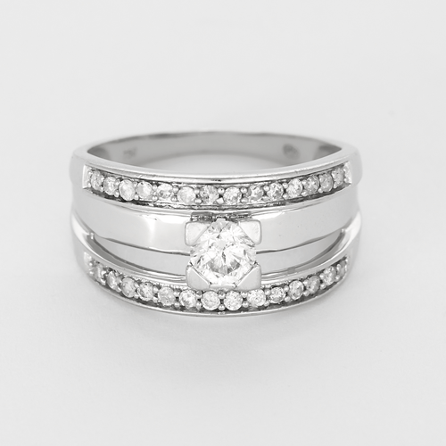 Bague 54 Bague jonc ajourée en or blanc et diamants 58 Facettes DV27556-2-54-3