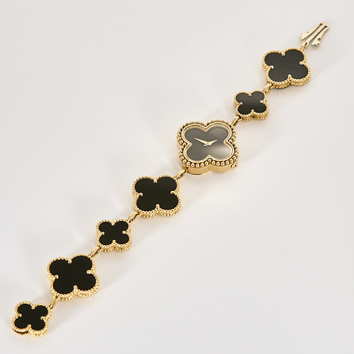 Montre VAN CLEEF & ARPELS - Alhambra - Montre bracelet de dame en or jaune et onyx 58 Facettes DV4391-3