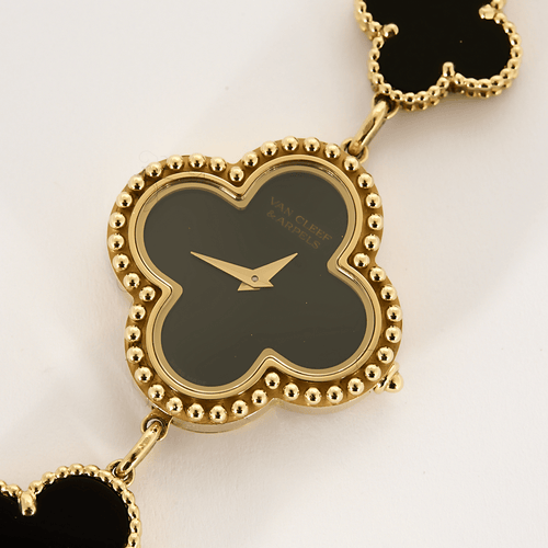 Montre VAN CLEEF & ARPELS - Alhambra - Montre bracelet de dame en or jaune et onyx 58 Facettes DV4391-3