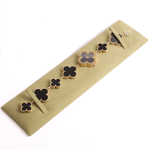 Montre VAN CLEEF & ARPELS - Alhambra - Montre bracelet de dame en or jaune et onyx 58 Facettes DV4391-3