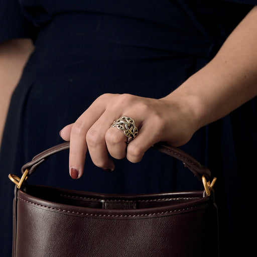 HERMÈS - CHAINE D'ANCRE ENCHAINEE - Grand modèle- Bague en argent