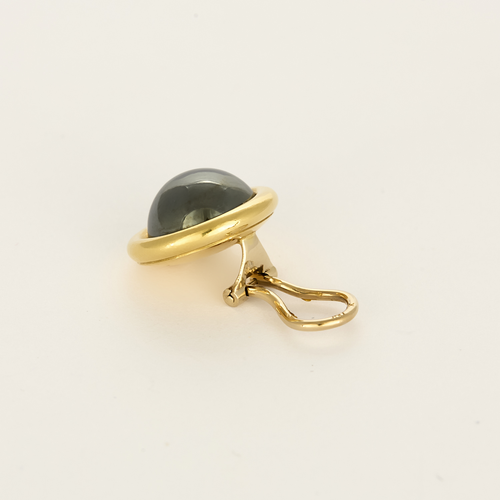 Paire de boucles d'oreilles en or jaune et hématite