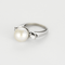 Bague 51 Bague jonc en platine, perle de culture blanche et diamants 58 Facettes DV22972-36-51-2
