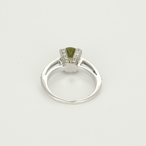 Bague 54 Bague de type Solitaire en or gris, péridot et diamants 58 Facettes DV22972-37-54-3