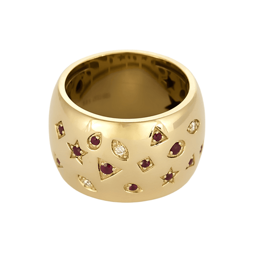 Bague 57 Bague en or jaune diamants et rubis 58 Facettes DV5862-2