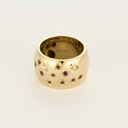 Bague 57 Bague en or jaune diamants et rubis 58 Facettes DV5862-2
