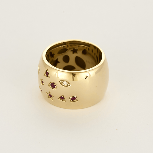 Bague 57 Bague en or jaune diamants et rubis 58 Facettes DV5862-2