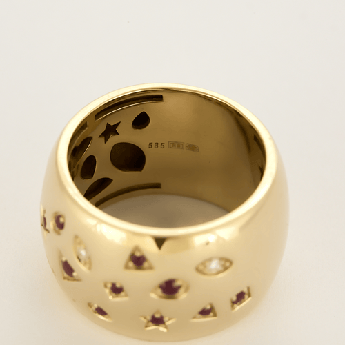 Bague 57 Bague en or jaune diamants et rubis 58 Facettes DV5862-2