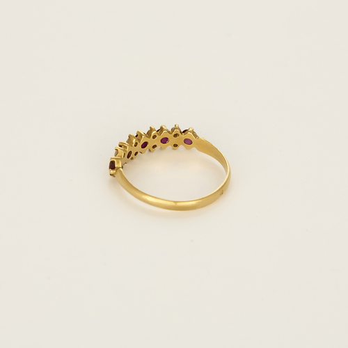Bague 53 Demie alliance en or jaune, rubis et diamants 58 Facettes DV27468-56-53-2