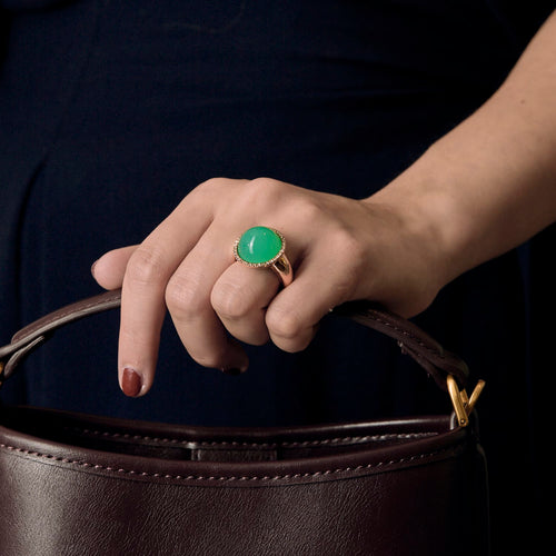 Bague 53,5 Bague en or rose, chrysoprase et diamants 58 Facettes DV22972-47-535-5