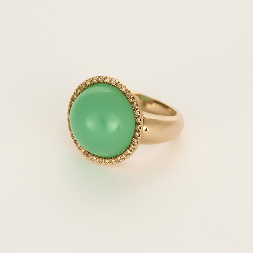 Bague 53,5 Bague en or rose, chrysoprase et diamants 58 Facettes DV22972-47-535-5