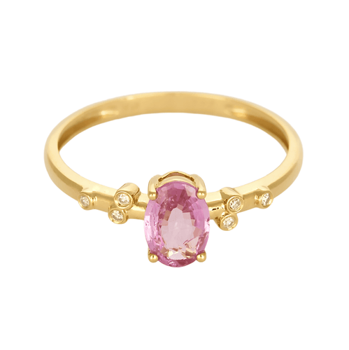 Bague 53 Bague en or jaune, saphir rose et diamants 58 Facettes DV20381-2-53-2
