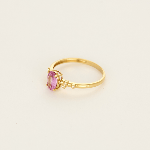 Bague 53 Bague en or jaune, saphir rose et diamants 58 Facettes DV20381-2-53-2