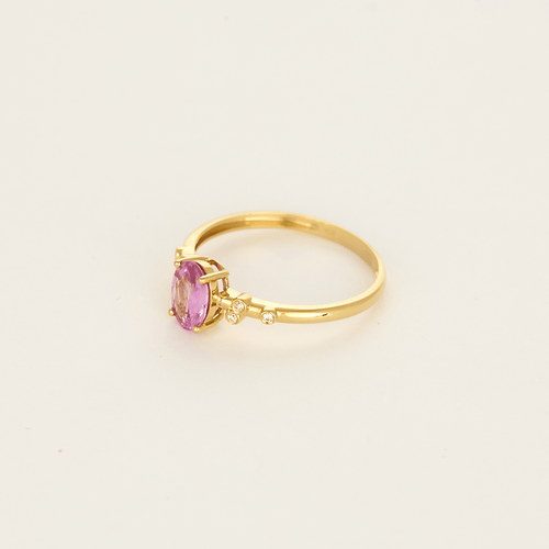 Bague 53 Bague en or jaune, saphir rose et diamants 58 Facettes DV20381-2-53-2