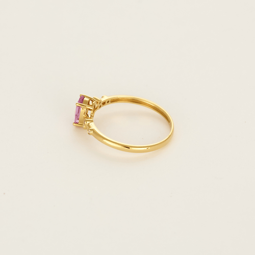 Bague 53 Bague en or jaune, saphir rose et diamants 58 Facettes DV20381-2-53-2