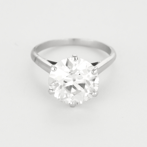 Bague 48 Bague solitaire en platine et or gris , diamant taille ancienne 3.60 carat 58 Facettes DDV27399-1