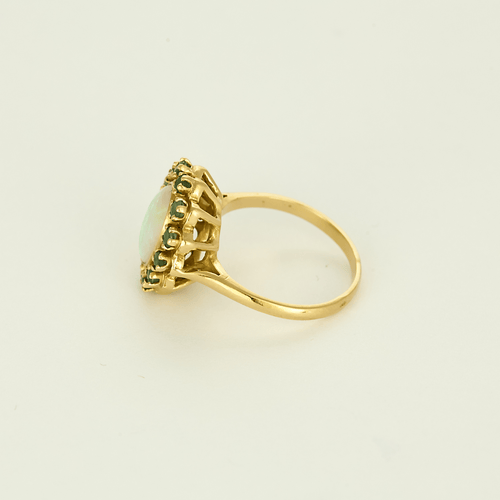 Bague 52 Bague marguerite en or jaune opale et émeraudes 58 Facettes DV27789-1