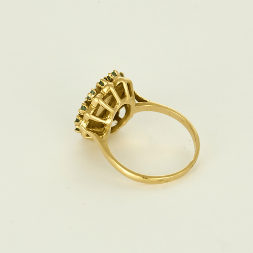 Bague 52 Bague marguerite en or jaune opale et émeraudes 58 Facettes DV27789-1