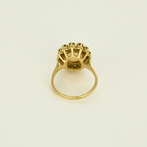 Bague 52 Bague marguerite en or jaune opale et émeraudes 58 Facettes DV27789-1