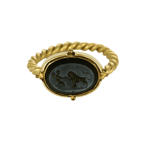 Bague 60 Bague en or jaune et intaille en onyx nicolo 58 Facettes DV0013-36-60-2