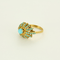 Bague 57,5 Bague en or jaune à motif de fleurs et turquoises 58 Facettes DV0013-32-575-5