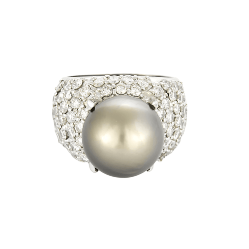 Bague 52 Bague en platine, diamants et perle de Tahiti 58 Facettes DV27335-1-52-1