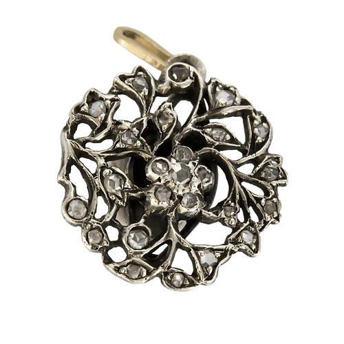 Pendentif Pendentif en or gris à motif floral et diamants de taille rose 58 Facettes DV0013-33