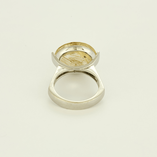 52 Bague cocktail en or gris quartz rutile dit cheveux de Vénus 58 Facettes DV27545-4-52-1