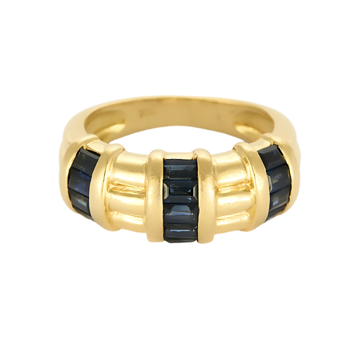 Bague jonc or jaune et saphirs