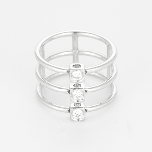 Bague 52 Dinh Van - Trilogie le Cube - Bague en or gris et diamants 58 Facettes DV28241-1-52-1