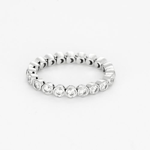 Bague 54 DE BEERS - Alliance souple en or gris et diamants 58 Facettes DV28241-3-54-3