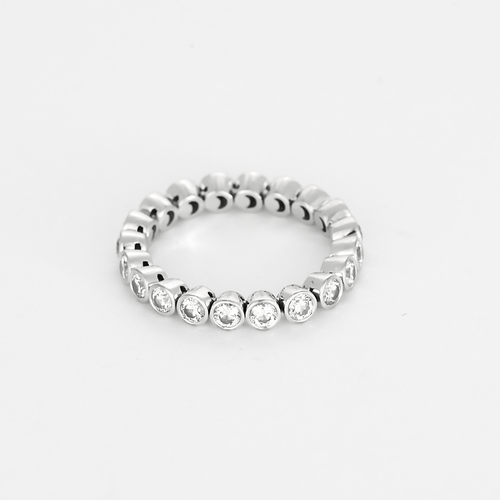 Bague 54 DE BEERS - Alliance souple en or gris et diamants 58 Facettes DV28241-3-54-3