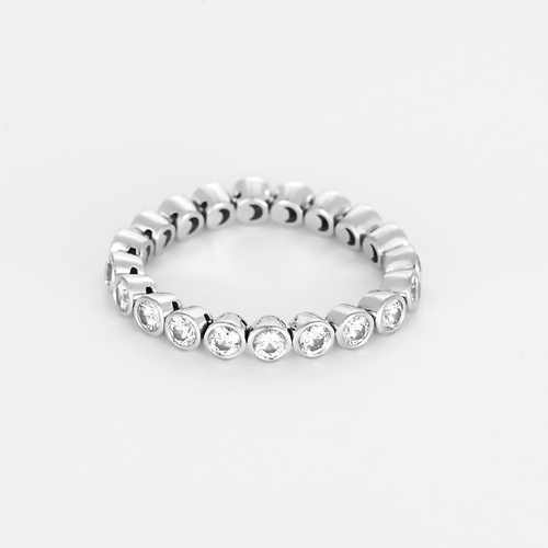 Bague 54 DE BEERS - Alliance souple en or gris et diamants 58 Facettes DV28241-3-54-3