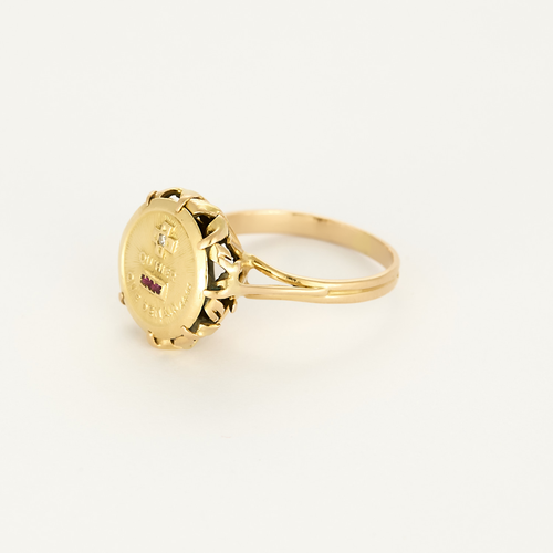 AUGIS - Bague sentimentale or jaune, diamants