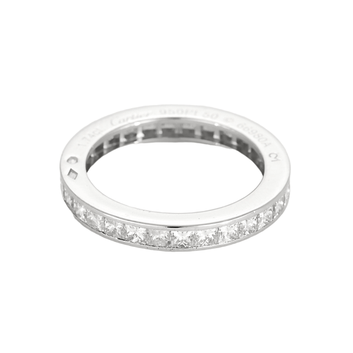 Bague 50 Cartier - Alliance en platine et diamants taille princesse. 58 Facettes DV27165-1