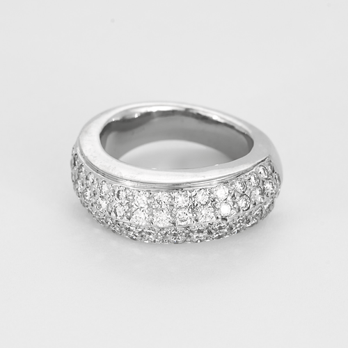Bague 50 Bague jonc en or gris, pavage diamants 58 Facettes DV24577-5