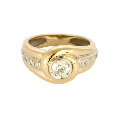 Bague 53 Bague tourbillon en or jaune, or blanc et diamants 58 Facettes DV27468-38-53-2