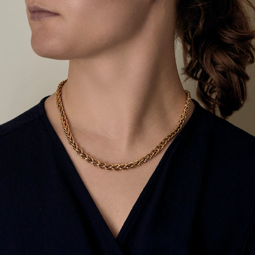 Collier Collier en or jaune à maille palmier stylisée en chute 58 Facettes DV28120-3