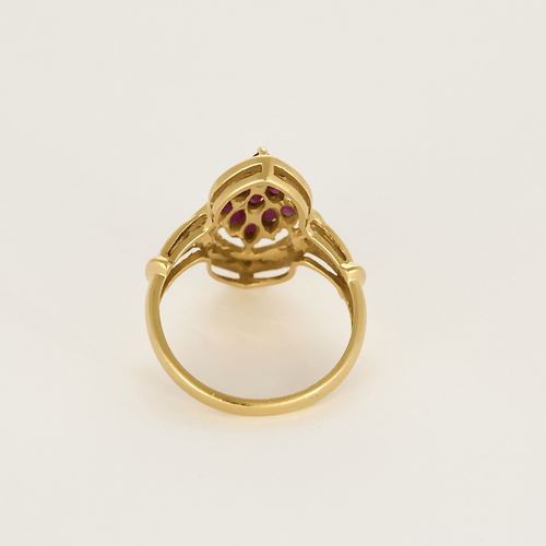 Bague 54 Bague navette or jaune rubis et diamants 58 Facettes DDV28232-1