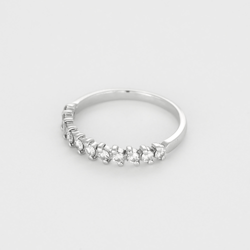 Bague 53 Demie-alliance en or gris et diamants 58 Facettes DV27468-51-53-2