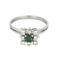 Bague 55 Bague marguerite en or blanc, émeraude et diamants 58 Facettes DV27468-67
