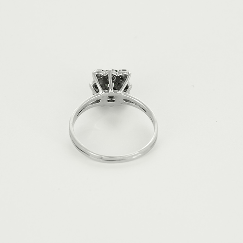 Bague 55 Bague marguerite en or blanc, émeraude et diamants 58 Facettes DV27468-67