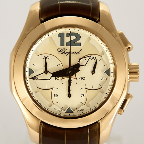 CHOPARD - ELTON JOHN - Montre en or rose à boitier rond à mouvement chronographe automatique 58 Facettes DV27411-1