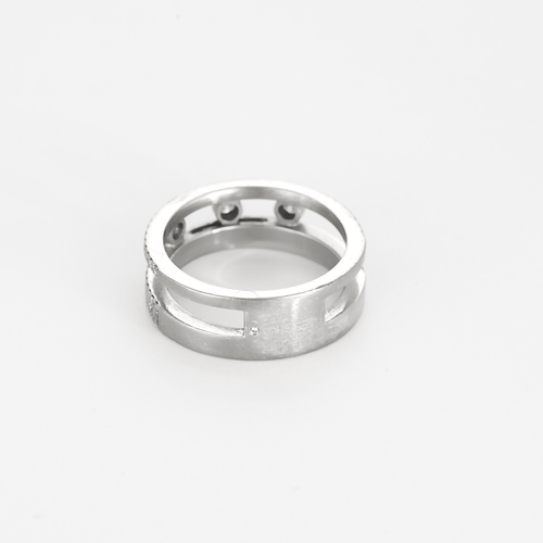 Bague 54 Messika -  Move Romane - Bague pavée or gris et diamants 58 Facettes DV27114-3
