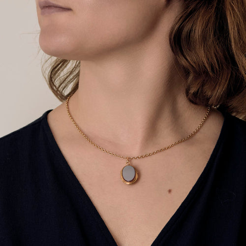 Pendentif Pendentif porte photo en or jaune et agate 58 Facettes DV0622-4