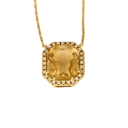 Collier Collier en or jaune, citrine et petits diamants 58 Facettes DV16843-2