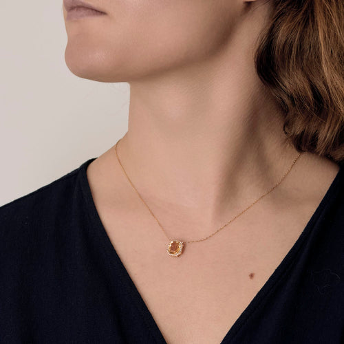 Collier Collier en or jaune, citrine et petits diamants 58 Facettes DV16843-2